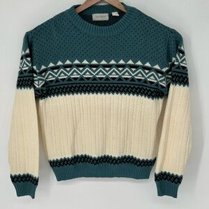 Vintage Rob Winter Sweater Mens Sz L Blue White Nordic Grandpa Cosby Acrylic Y2K